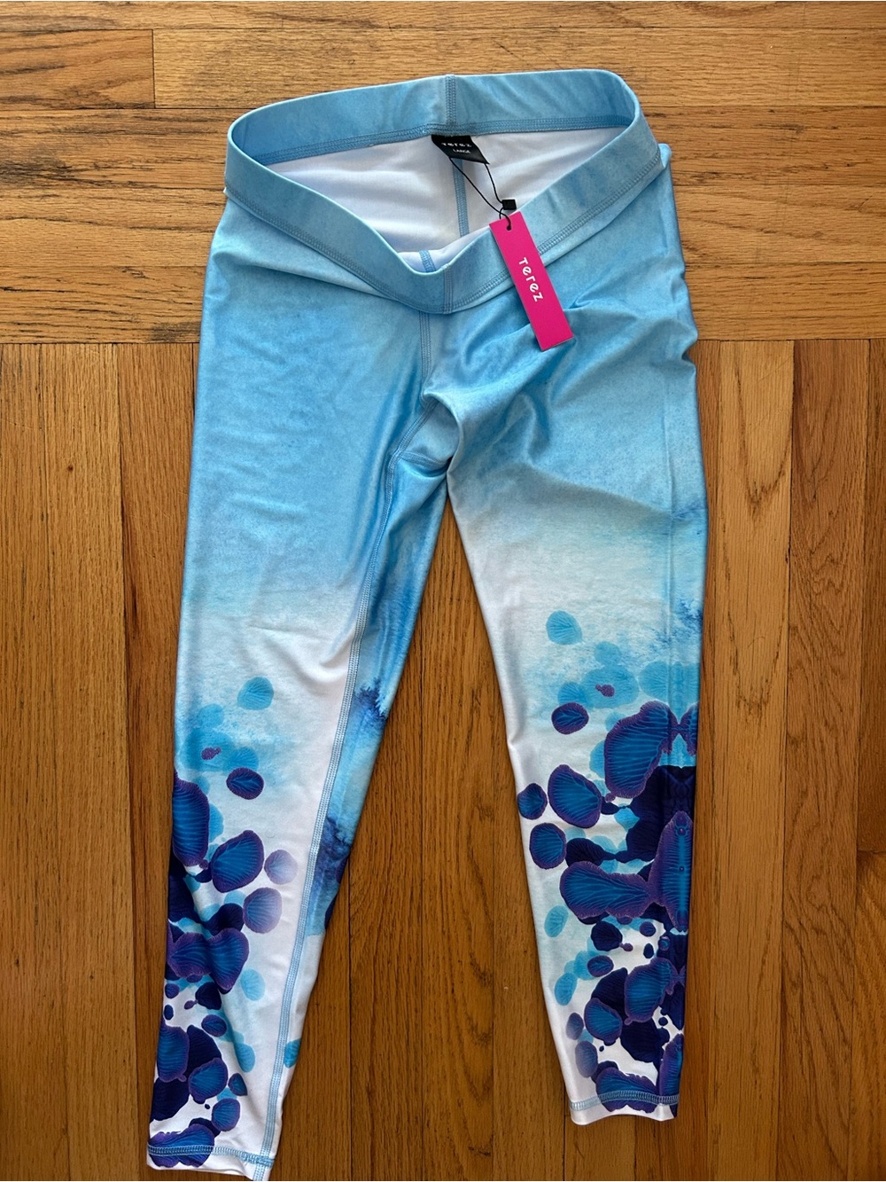 NWT Terez Blue Ombre Floral Leggings